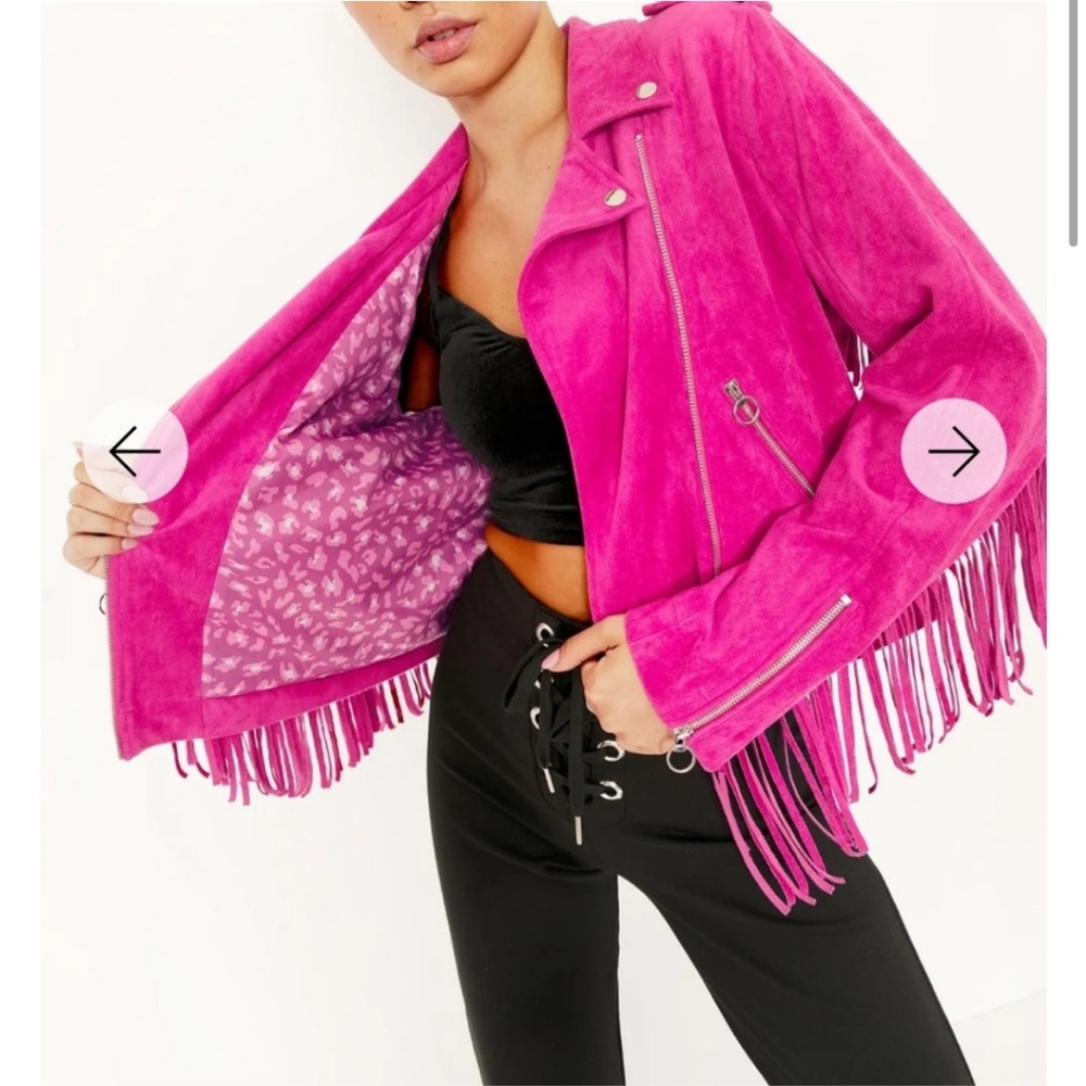 Orchid Suede Fringe Moto Jacket, Blackmilk Size 8 - Picture 3 of 8